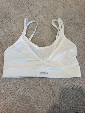 BTTRM White Strappy Sports Bra XS Adjustable Strap Activewear